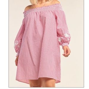 Off The Shoulder Striped Dress - NWT